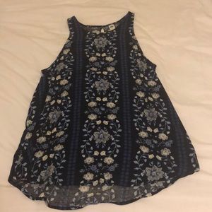 Navy Floral Womens Tank
